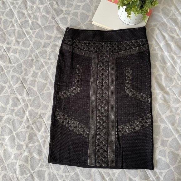 Nwt Cato Black Patterned Stretch Pencil Skirt S - Picture 2 of 4